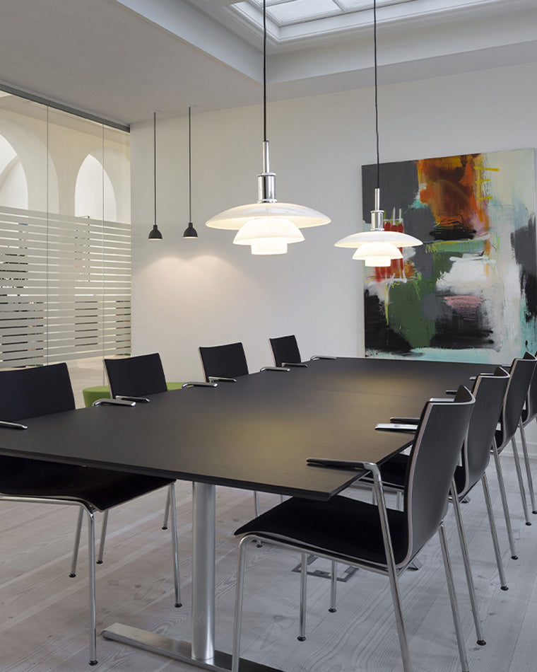 Pendant Light Glass 28.0 cm White Dining Room Scandinavian Hanging Ceiling Lamp Adjustable Cord E27 Soft Ambient Lighting | Thomler