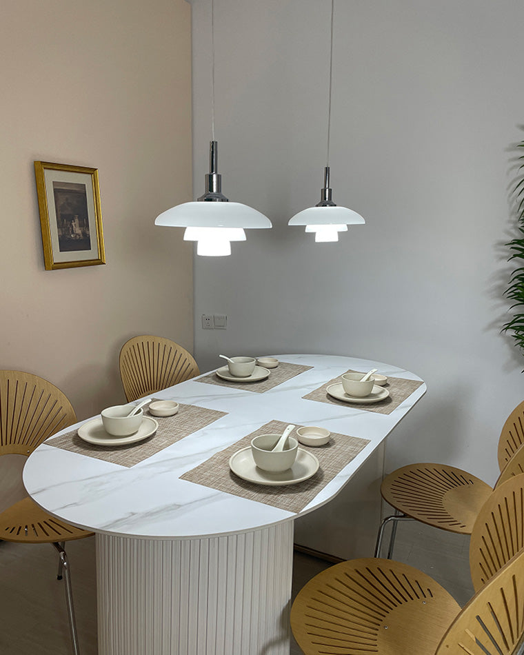 Pendant Light Glass 28.0 cm White Dining Room Scandinavian Hanging Ceiling Lamp Adjustable Cord E27 Soft Ambient Lighting | Thomler