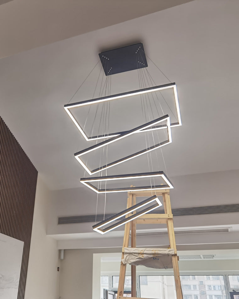 Chandelier Metal Integrated LED 47 in Adjustable Black Living Room Dining Room Pendant Light | Thomler