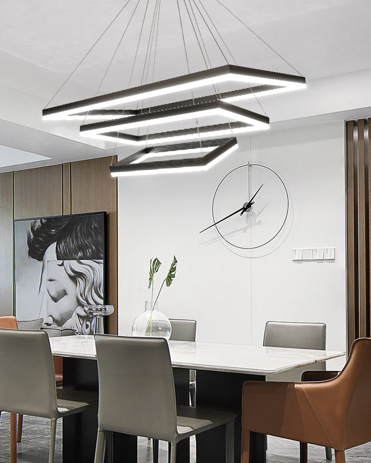 Chandelier Metal Integrated LED 47 in Adjustable Black Living Room Dining Room Pendant Light | Thomler