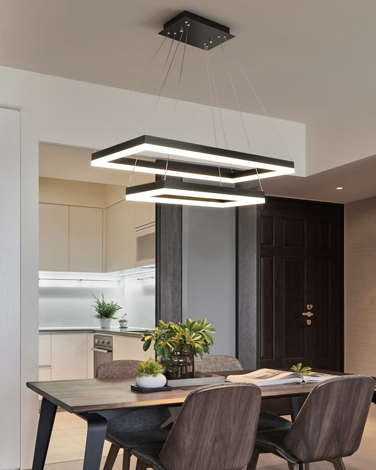Chandelier Metal Integrated LED 47 in Adjustable Black Living Room Dining Room Pendant Light | Thomler