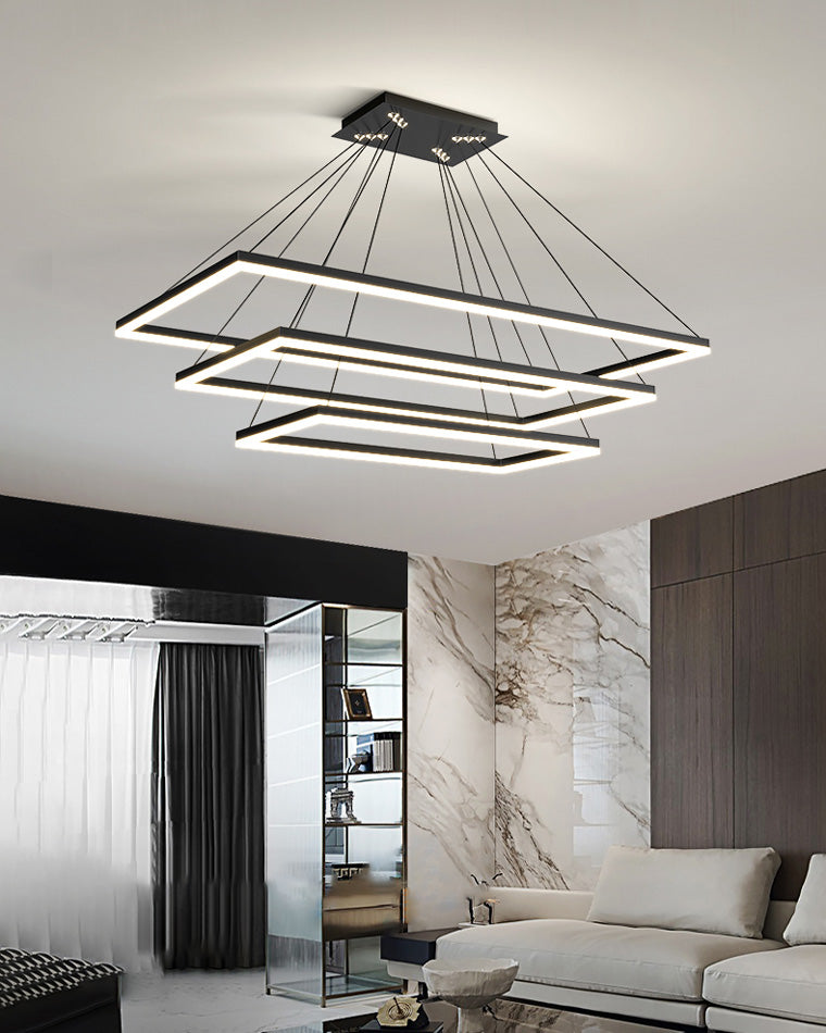 Chandelier Metal Integrated LED 47 in Adjustable Black Living Room Dining Room Pendant Light | Thomler