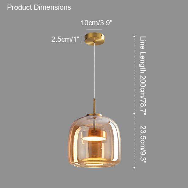 Pendant Light Blown Glass 38.0 cm Smoked Dining Room Kitchen Island Hanging Ceiling Lamp Adjustable Height | Thomler