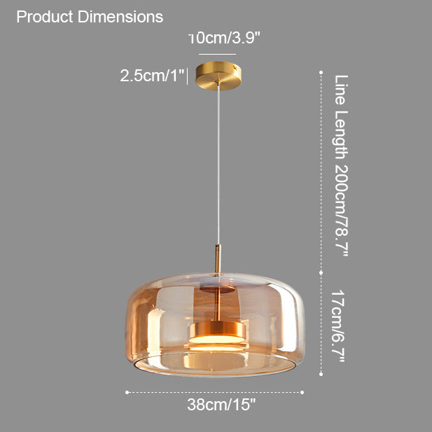 Pendant Light Blown Glass 38.0 cm Smoked Dining Room Kitchen Island Hanging Ceiling Lamp Adjustable Height | Thomler