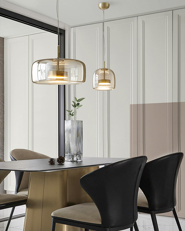 Pendant Light Blown Glass 38.0 cm Smoked Dining Room Kitchen Island Hanging Ceiling Lamp Adjustable Height | Thomler