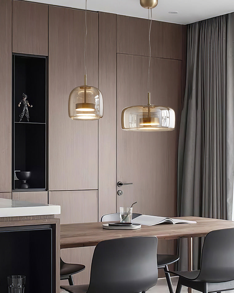 Pendant Light Blown Glass 38.0 cm Smoked Dining Room Kitchen Island Hanging Ceiling Lamp Adjustable Height | Thomler