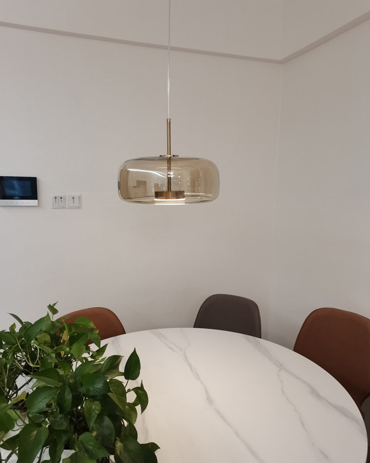 Pendant Light Blown Glass 38.0 cm Smoked Dining Room Kitchen Island Hanging Ceiling Lamp Adjustable Height | Thomler