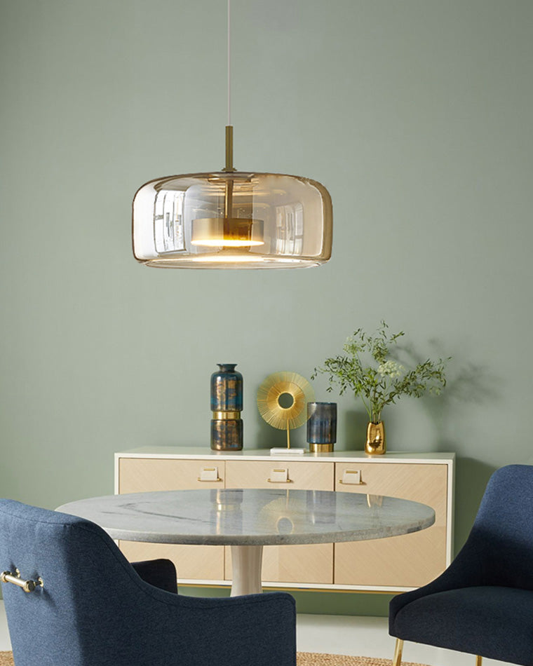 Pendant Light Blown Glass 38.0 cm Smoked Dining Room Kitchen Island Hanging Ceiling Lamp Adjustable Height | Thomler