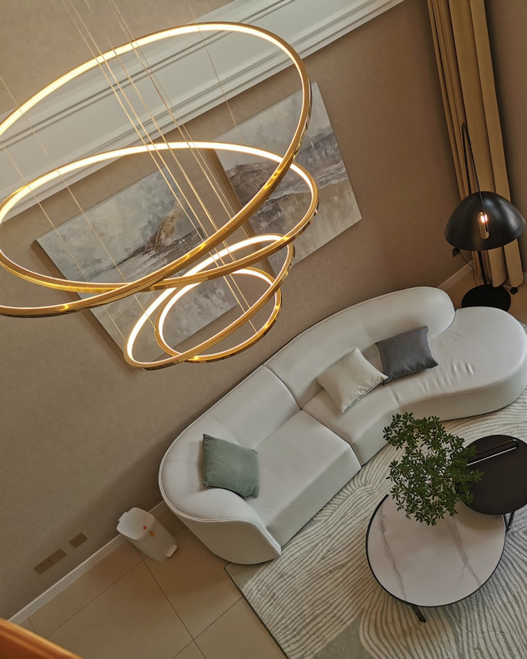 Chandelier Stainless Steel Large Tiered LED 16 in–55 in Adjustable Foyer Staircase Light Luxury Modern Dining Room Pendant | Thomler