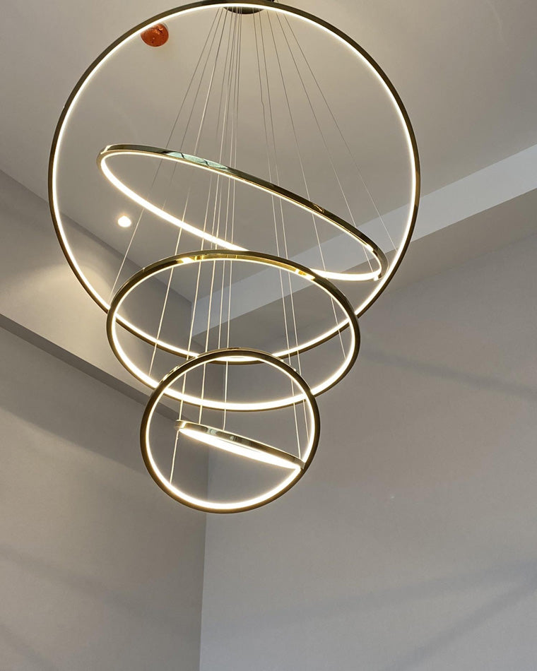 Chandelier Stainless Steel Large Tiered LED 16 in–55 in Adjustable Foyer Staircase Light Luxury Modern Dining Room Pendant | Thomler