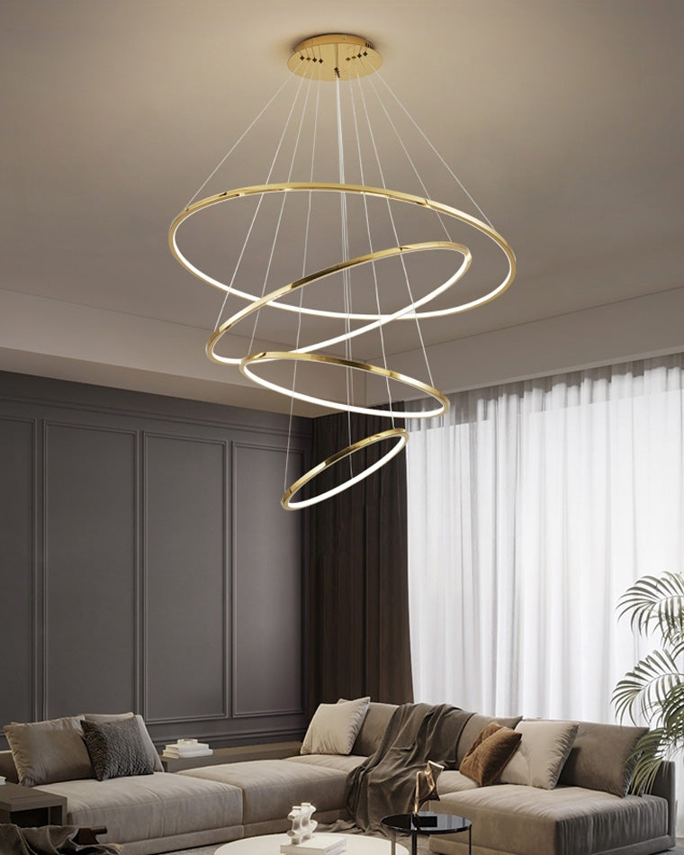 Chandelier Stainless Steel Large Tiered LED 16 in–55 in Adjustable Foyer Staircase Light Luxury Modern Dining Room Pendant | Thomler