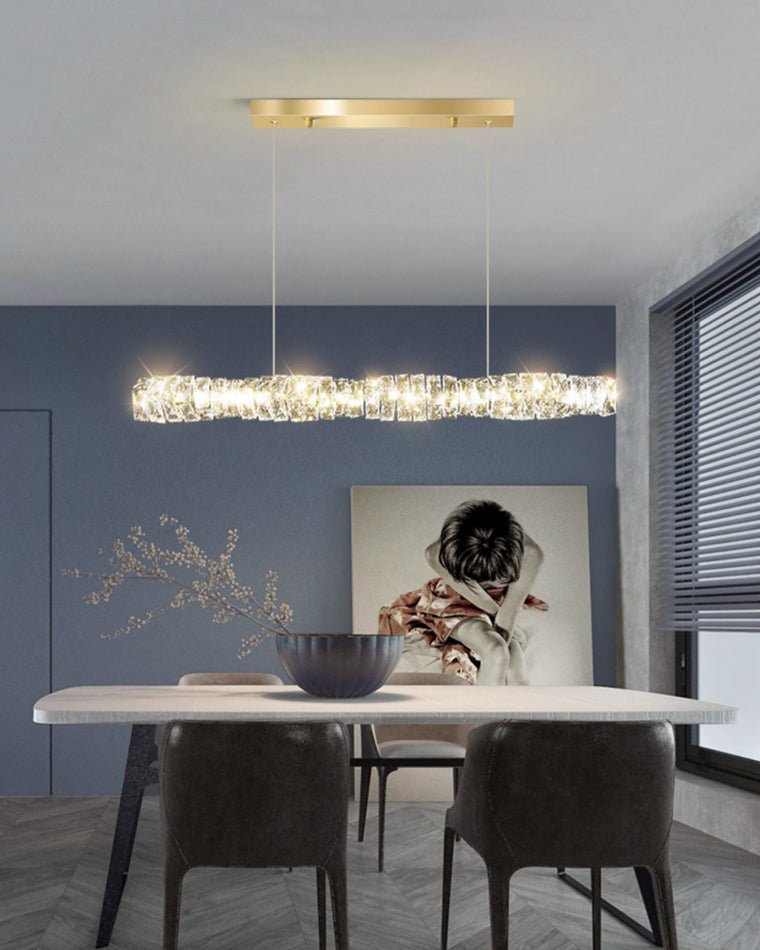 Chandelier Crystal 24 in Warm White Dimmable Dining Room Hanging Light Fixture Luxury Modern Lighting | Thomler