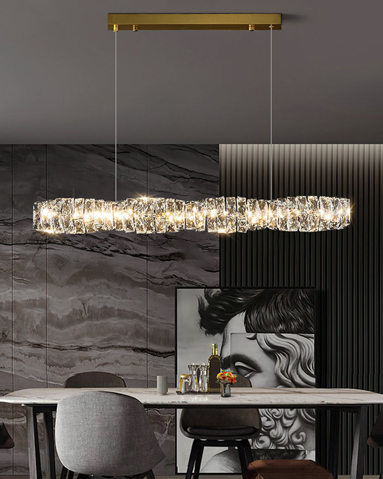Chandelier Crystal 24 in Warm White Dimmable Dining Room Hanging Light Fixture Luxury Modern Lighting | Thomler