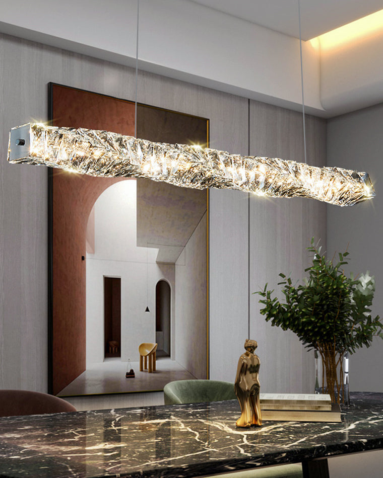 Chandelier Crystal 24 in Warm White Dimmable Dining Room Hanging Light Fixture Luxury Modern Lighting | Thomler