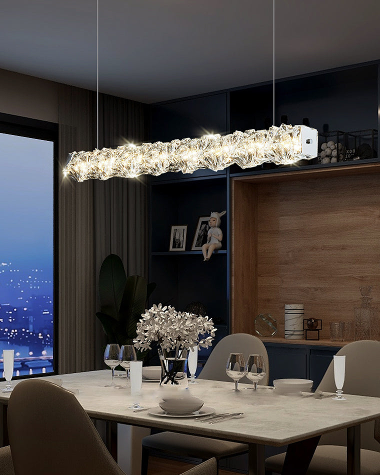 Chandelier Crystal 24 in Warm White Dimmable Dining Room Hanging Light Fixture Luxury Modern Lighting | Thomler