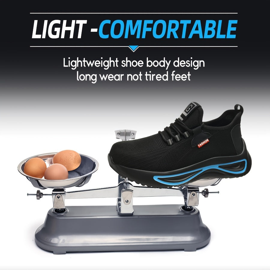 Steel Toe Work Shoes for Men Breathable Mesh Safety Footwear Puncture Resistant Slip-Resistant Outdoor Industrial Construction Job Site | Thomler