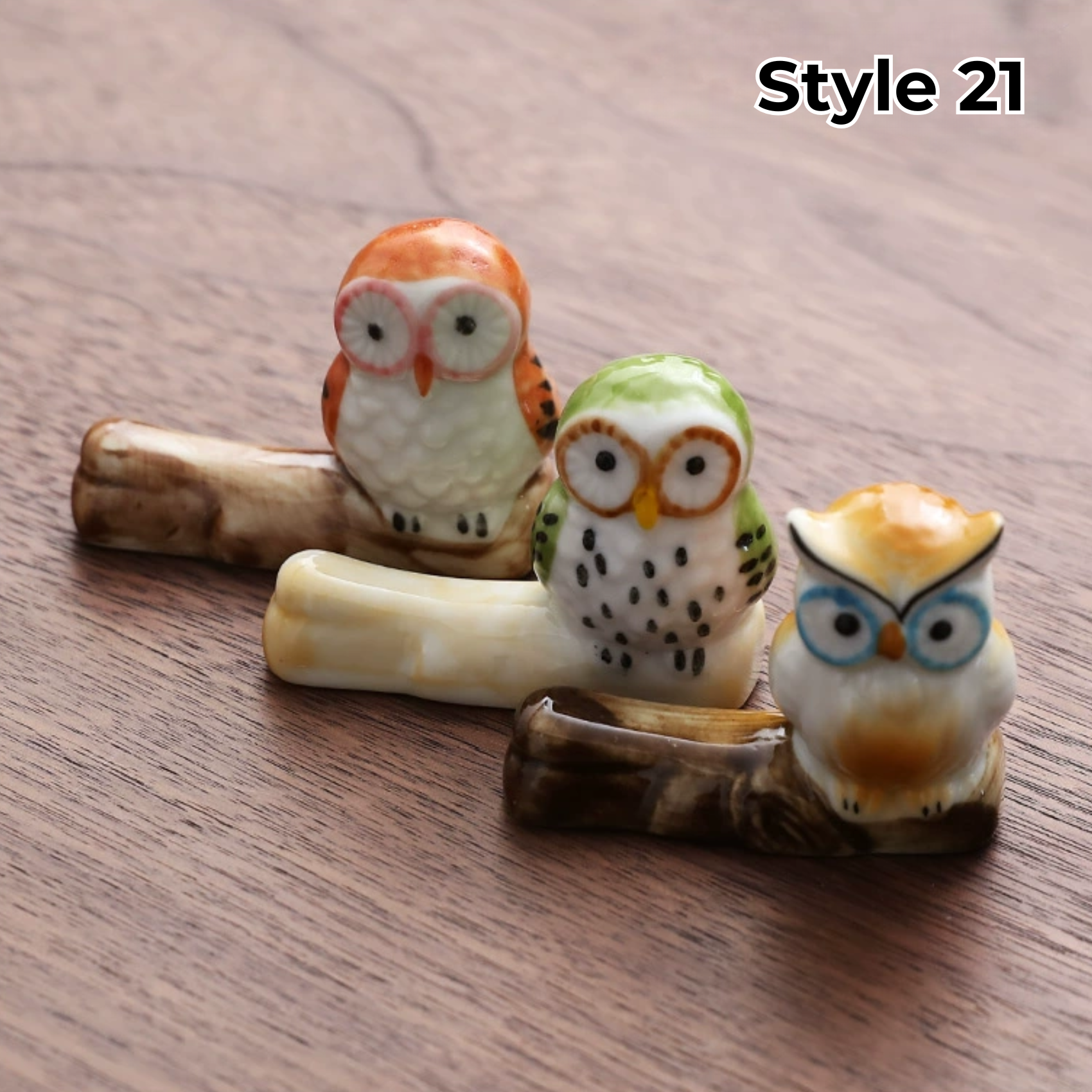 Porcelain Utensil Holders with Animal and Fruit Designs for Asian Dining – Set of 3 Decorative Tabletop Rests | Thomler