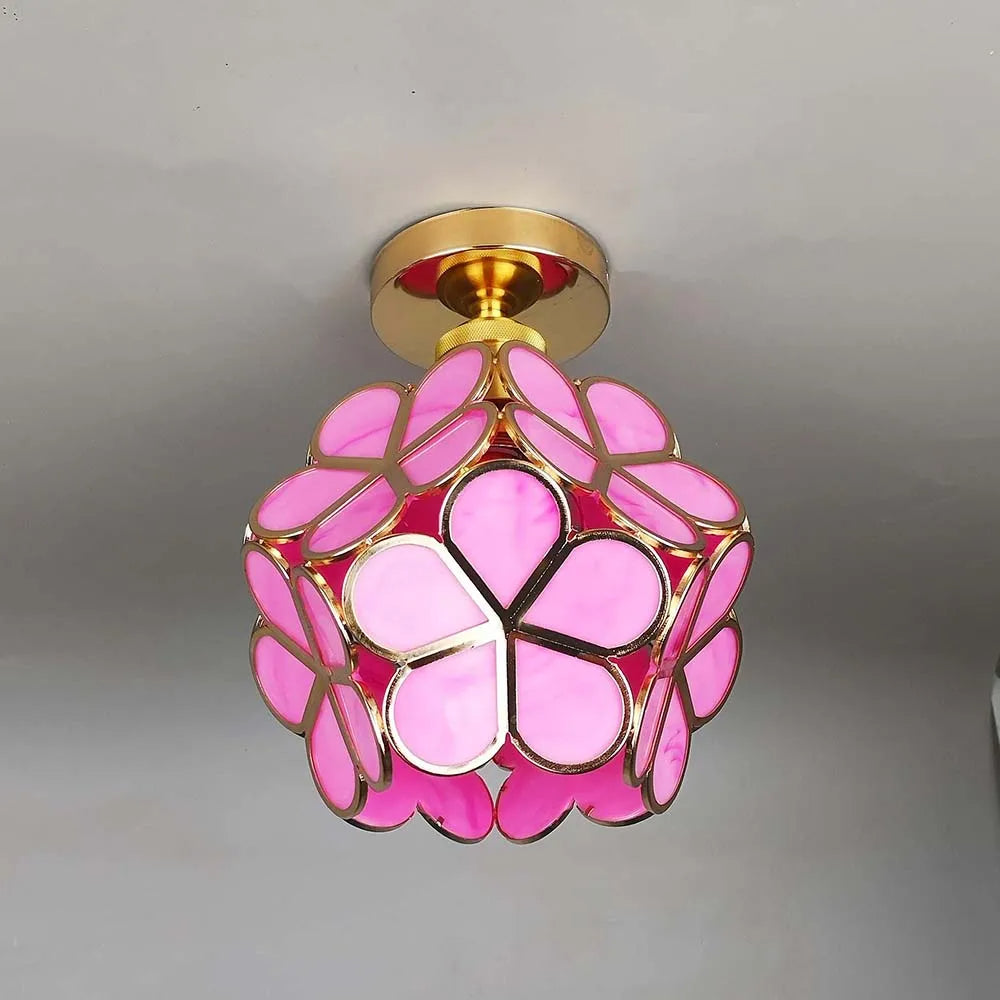 Ceiling Lamp Acrylic 20.0 cm Gold Flower Hallway Bedroom Decorative Flush Mount Light E27 Compact Modern Lighting | Thomler