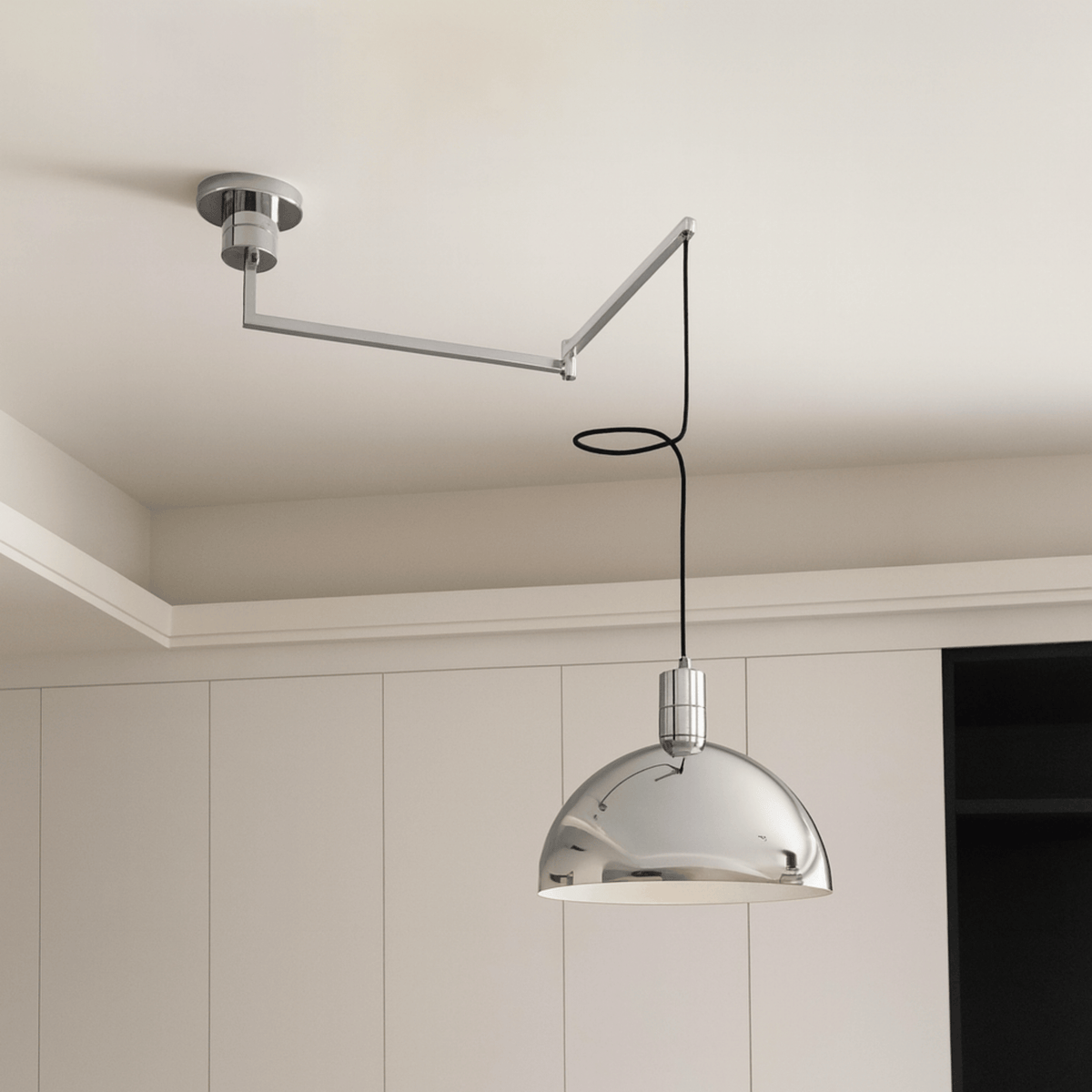 Articulating Chrome Pendant with Retractable Arm – Island & Studio Light | Thomler