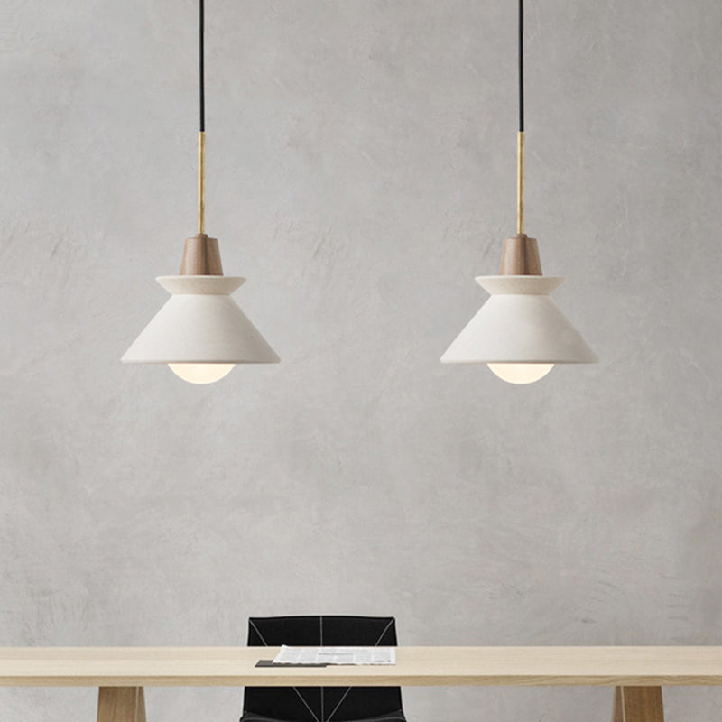Concrete Dome Pendant Light Fixture White Finish Minimalist Hanging Lamp for Kitchen Island Dining Room Modern Industrial Home Lighting | Thomler