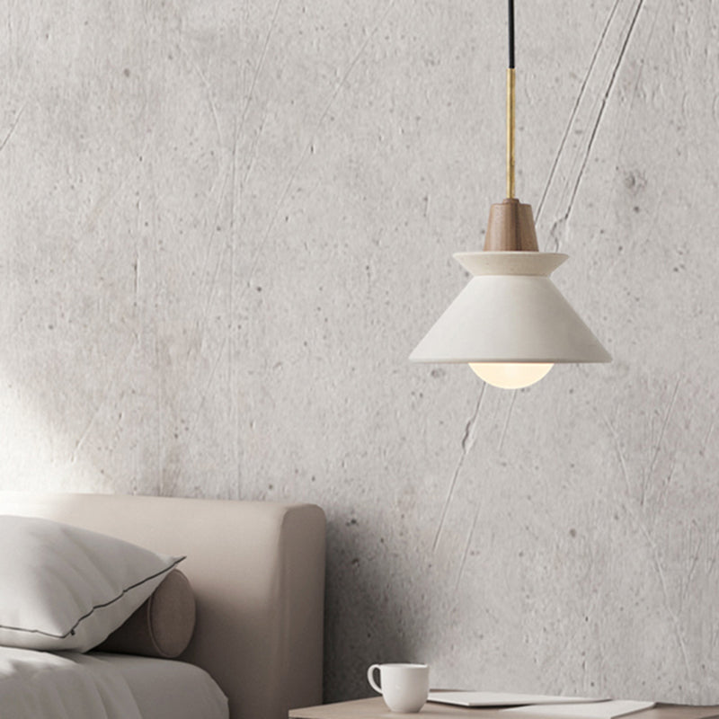 Concrete Dome Pendant Light Fixture White Finish Minimalist Hanging Lamp for Kitchen Island Dining Room Modern Industrial Home Lighting | Thomler
