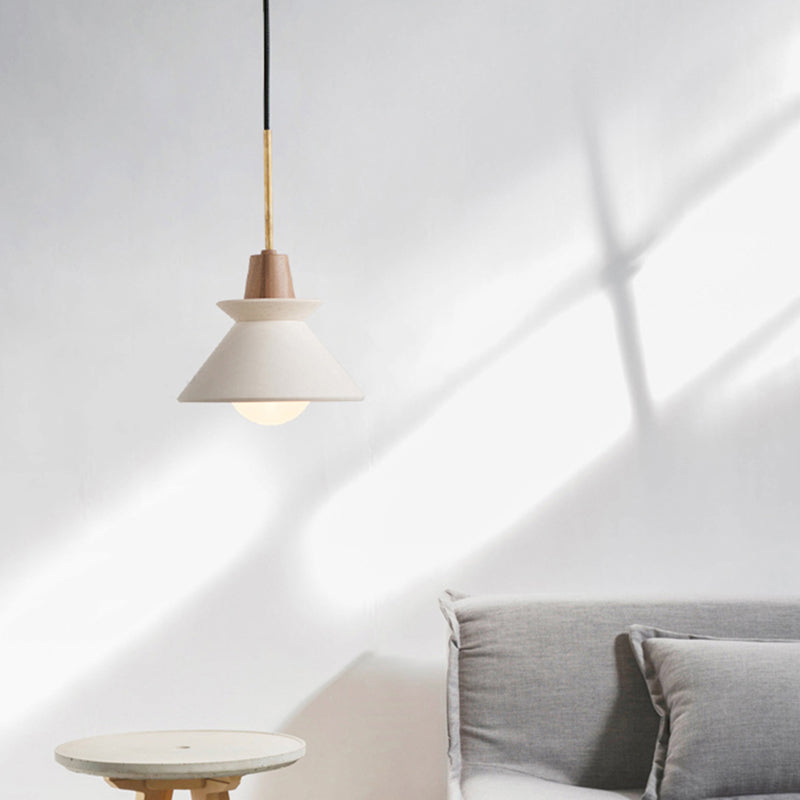 Concrete Dome Pendant Light Fixture White Finish Minimalist Hanging Lamp for Kitchen Island Dining Room Modern Industrial Home Lighting | Thomler