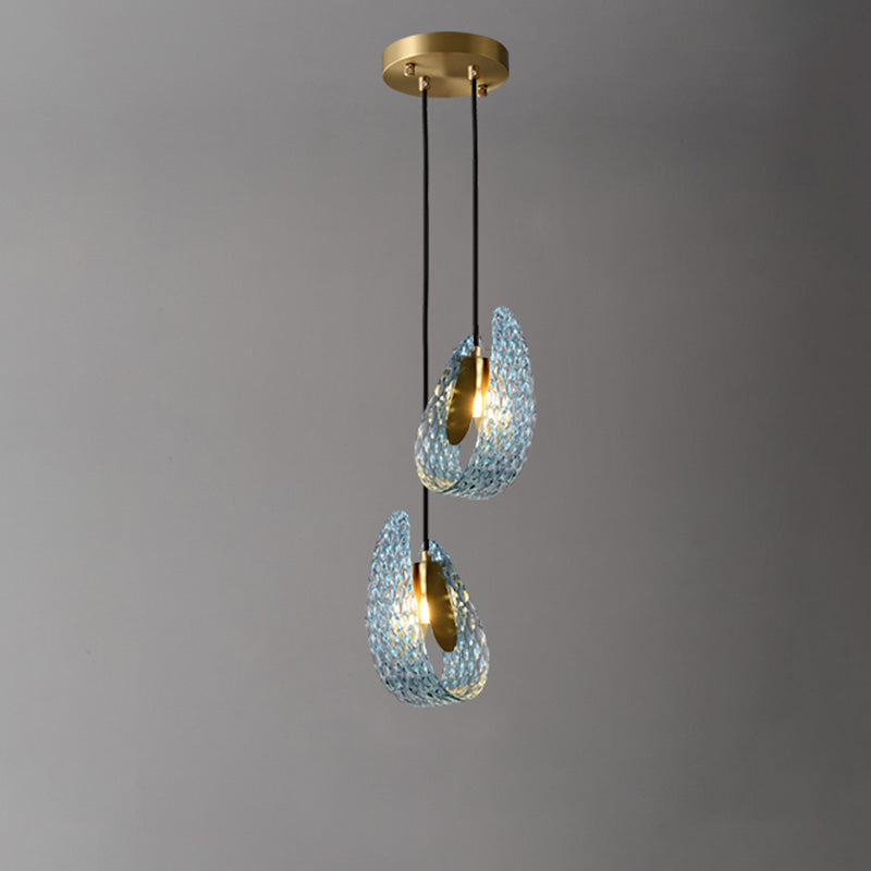 Chandelier Art Glass 19 Lights 95W Blue Peacock Dining Room Living Room Statement Lighting | Thomler