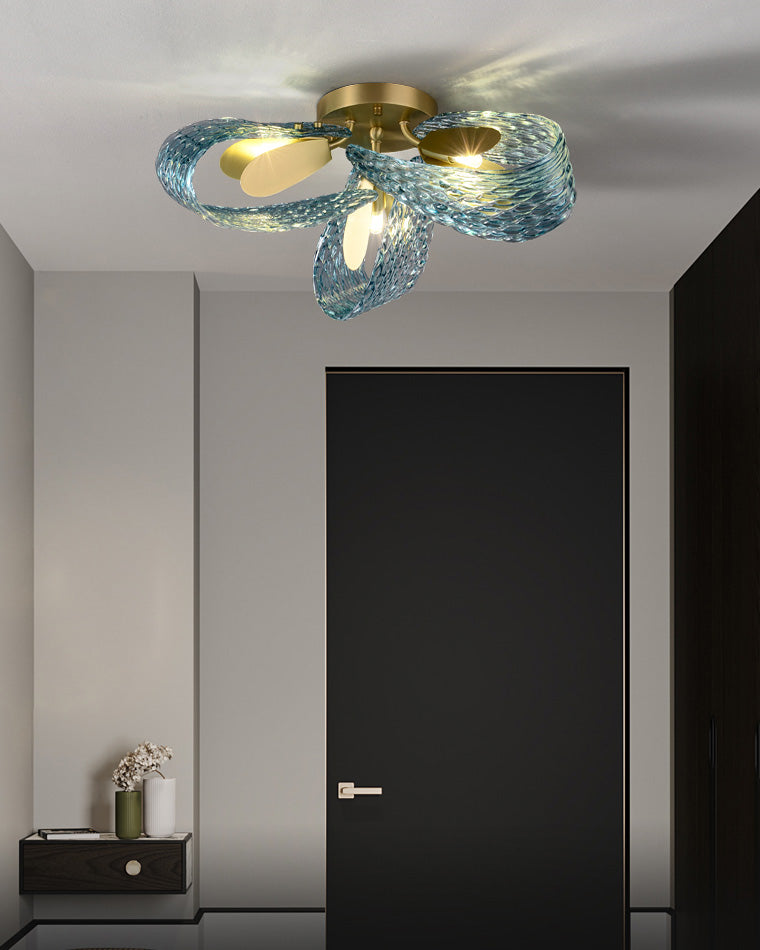 Chandelier Art Glass 19 Lights 95W Blue Peacock Dining Room Living Room Statement Lighting | Thomler
