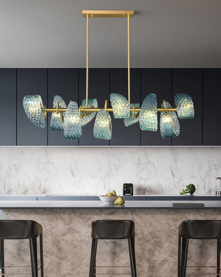 Chandelier Art Glass 19 Lights 95W Blue Peacock Dining Room Living Room Statement Lighting | Thomler