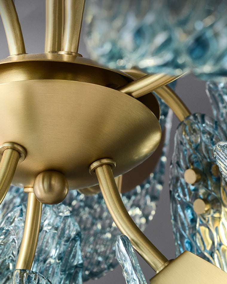 Chandelier Art Glass 19 Lights 95W Blue Peacock Dining Room Living Room Statement Lighting | Thomler