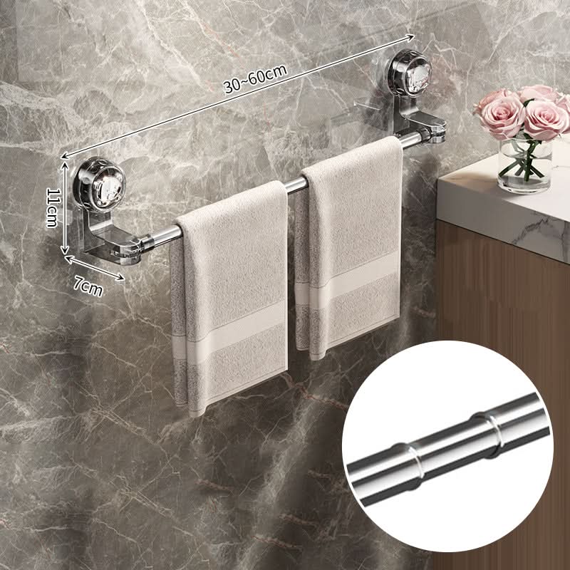 Rotating Wall-Mount Towel Bar with Suction Cup – No Drilling Needed, Adjustable Length for Small & Large Bathrooms | Thomler