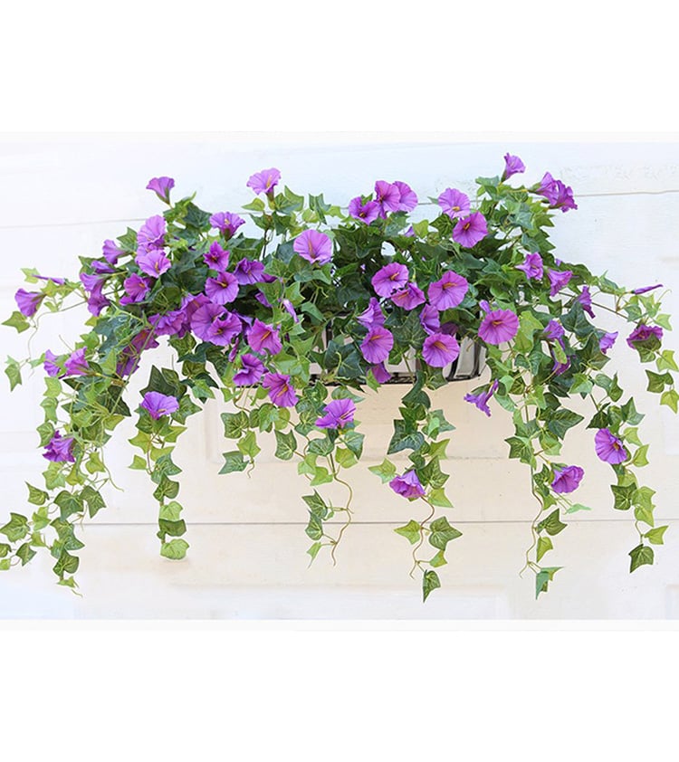 Faux Morning Glory Vine 35 in – 44 Blooms UV-Resistant Artificial Climbing Plant for Fence Porch Indoor Outdoor Décor | Thomler