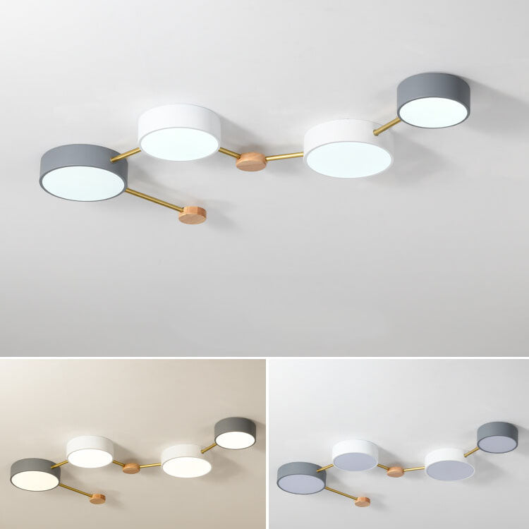 Flush Mount Ceiling Light Iron Solid Wood Acrylic 36W 23.6 in Gray Modern Hallway Living Room Bedroom Lighting | Thomler