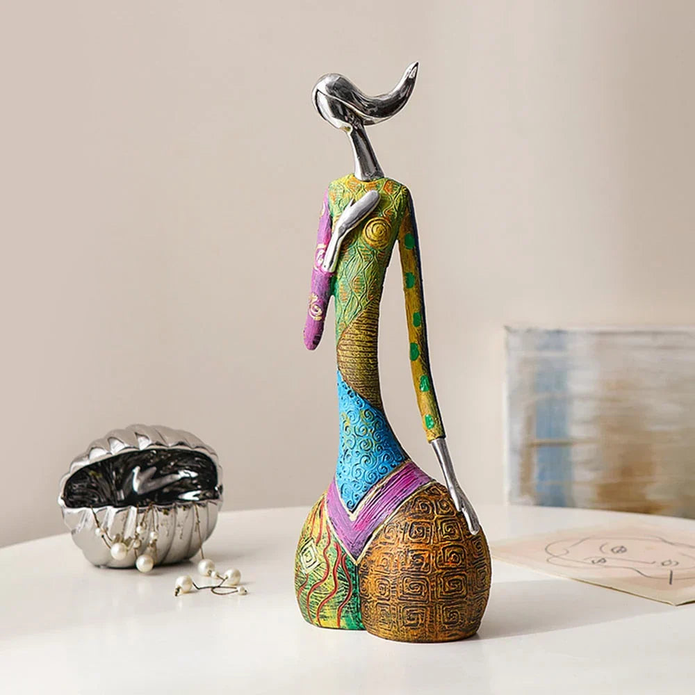 Colorful Abstract Woman Sculpture - Handcrafted Resin Art Figurine for Home Decor, Modern Statement Piece for Living Room, Bedroom, Office | Thomler