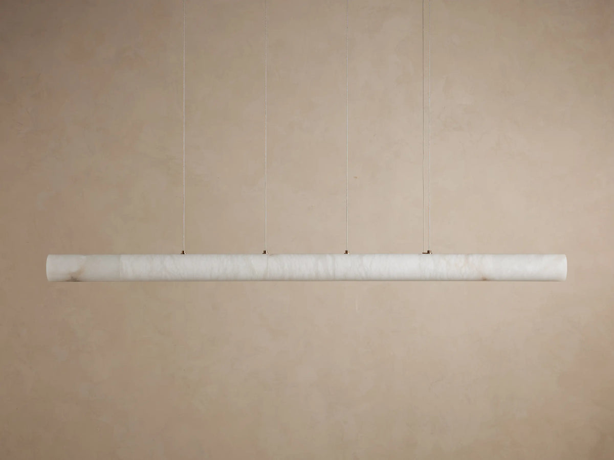 Linear Alabaster Stone Chandelier with Integrated LED – Modern Overhead Dining Room Island Light Fixture for Kitchen Contemporary Ceiling | Thomler