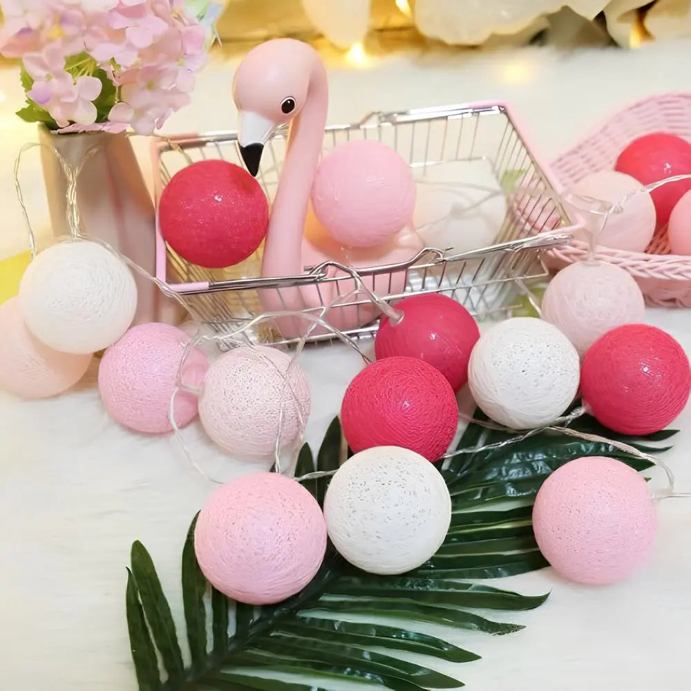 Cotton Ball String Lights LED Garland for Bedroom Living Room Nursery Party Decor USB or Battery Powered Ambient Lighting | Thomler