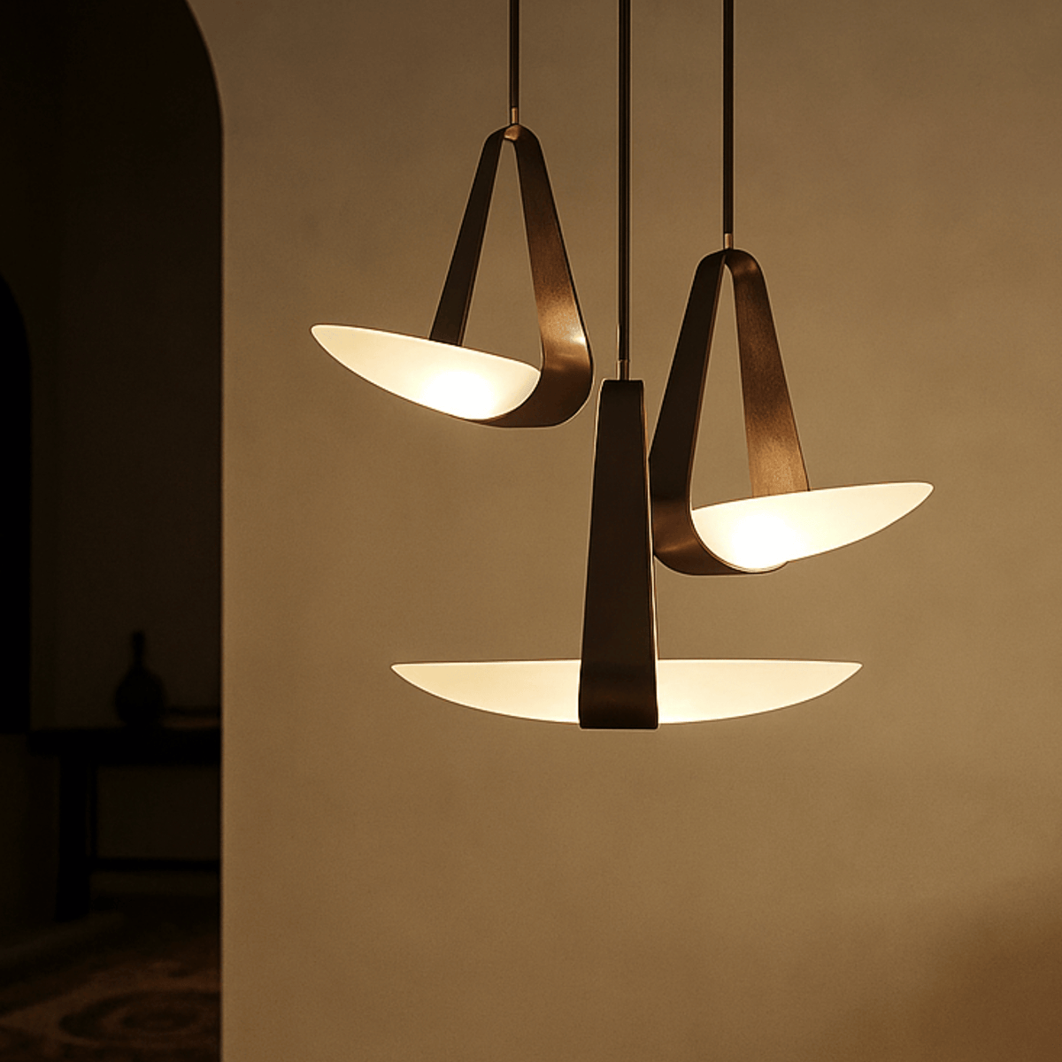 Frosted Glass Drop Pendant with Leather Strap for Bedrooms & Dining Areas | Thomler