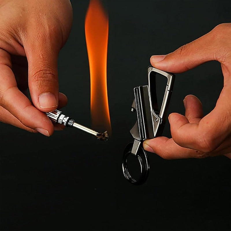 Permanent Match Keychain Zinc Alloy 9.0 cm Compact Outdoor Survival Tool Black Silver Gold | Thomler