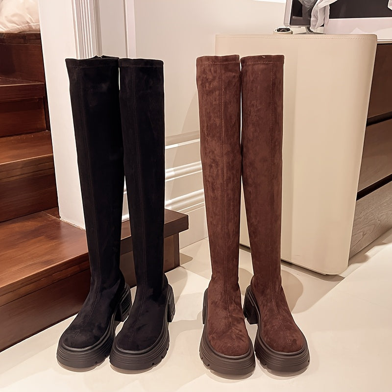 Thigh-High Stiletto Boots with Round Toe for Women – Year-Round Fashion | Thomler