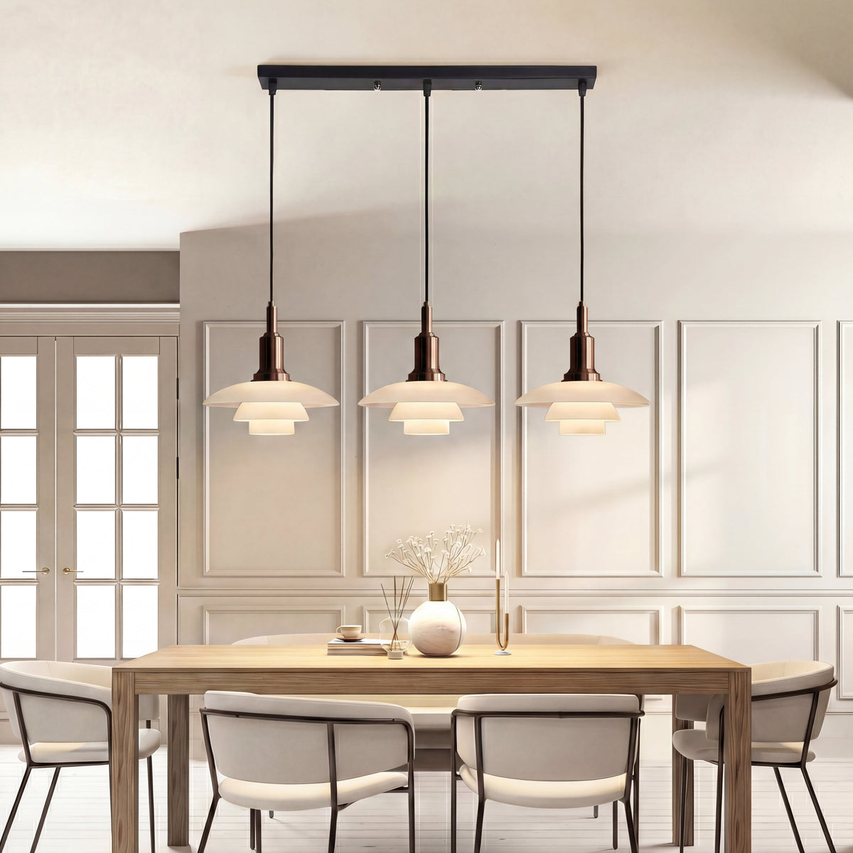 Modern Multi-Head Pendant Light – Adjustable Glass & Metal Ceiling Fixture for Dining Room, Kitchen Island & Living Spaces | Thomler