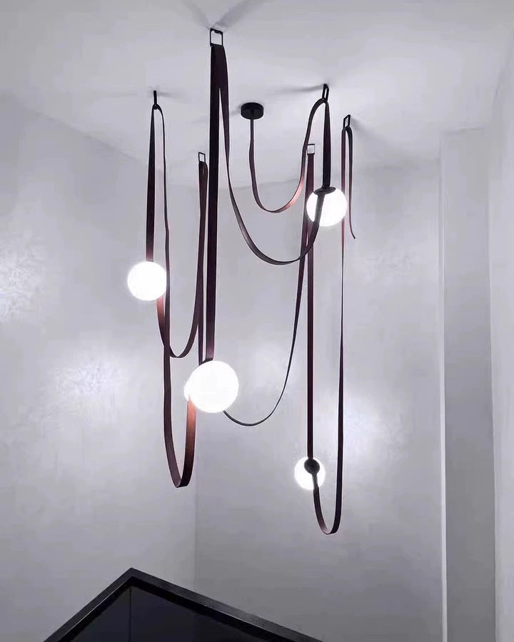 Pendant Light Leather Glass Globe 15.0 cm Adjustable Living Room Dining Room Hanging Ceiling Light For Sloped Ceilings | Thomler