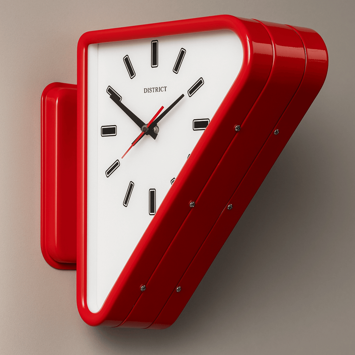 Modern Triangle Hanging Clock with Two-Sided Display – Silent Metal Design for Open-Plan Rooms | Thomler