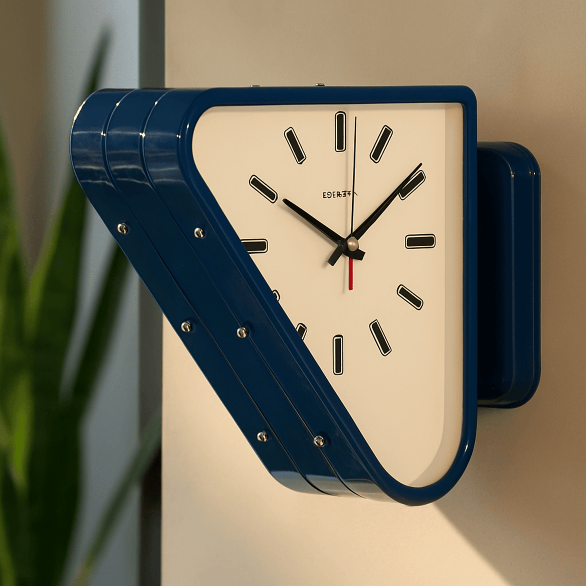 Modern Triangle Hanging Clock with Two-Sided Display – Silent Metal Design for Open-Plan Rooms | Thomler