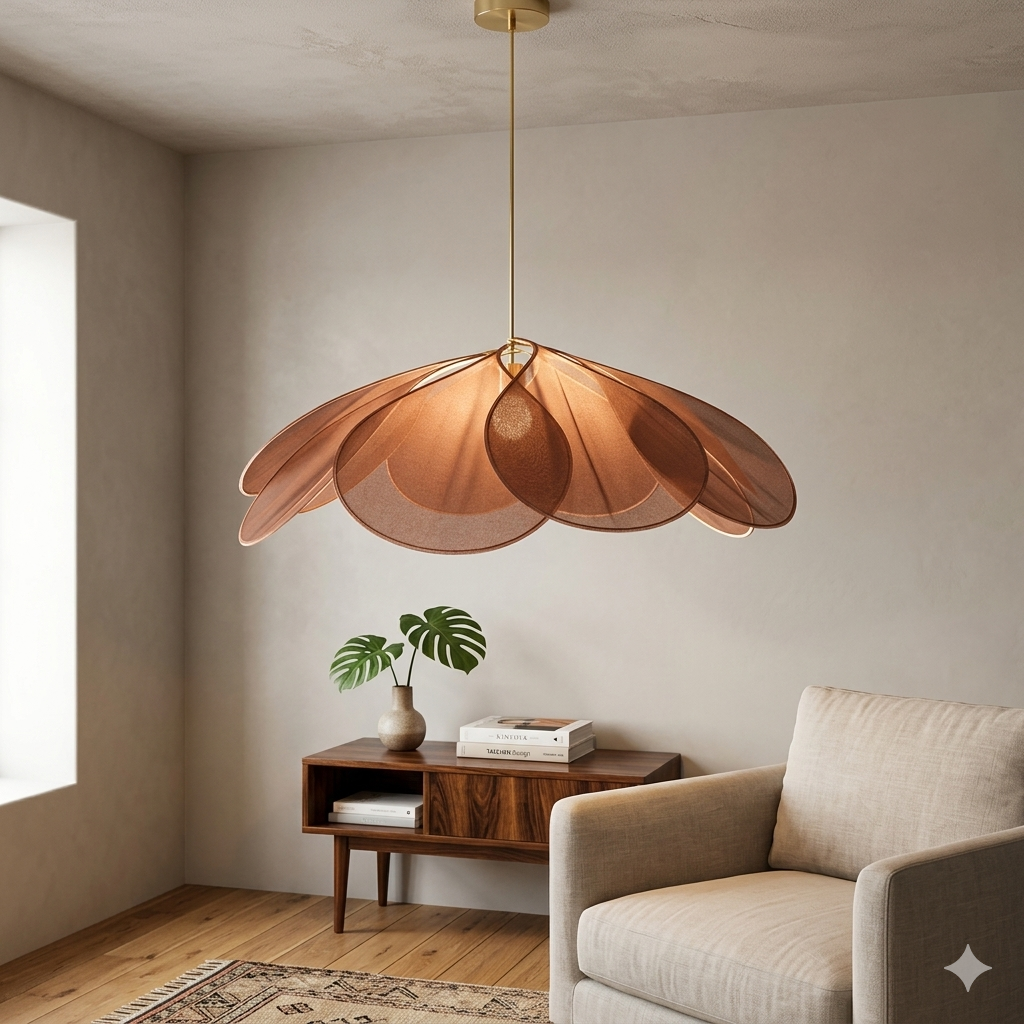 Pendant Light Fabric Flower 50.0–80.0 cm Adjustable Living Room Bedroom Dining Room Decorative Ceiling Lamp | Thomler