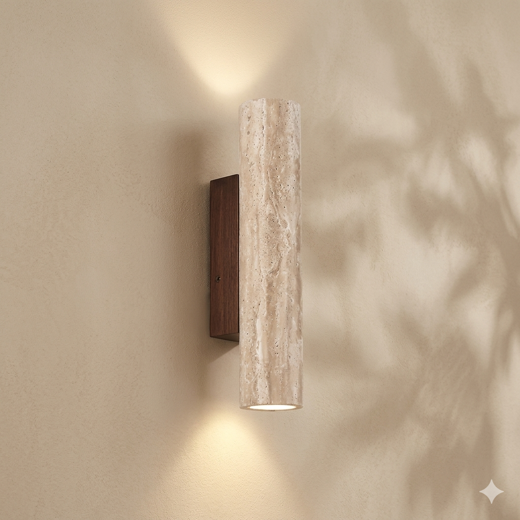 Wall Lamp Travertine Stone 32.0 cm Warm White Hallway Bedroom Uplight Downlight Modern Indoor Lighting Fixture | Thomler