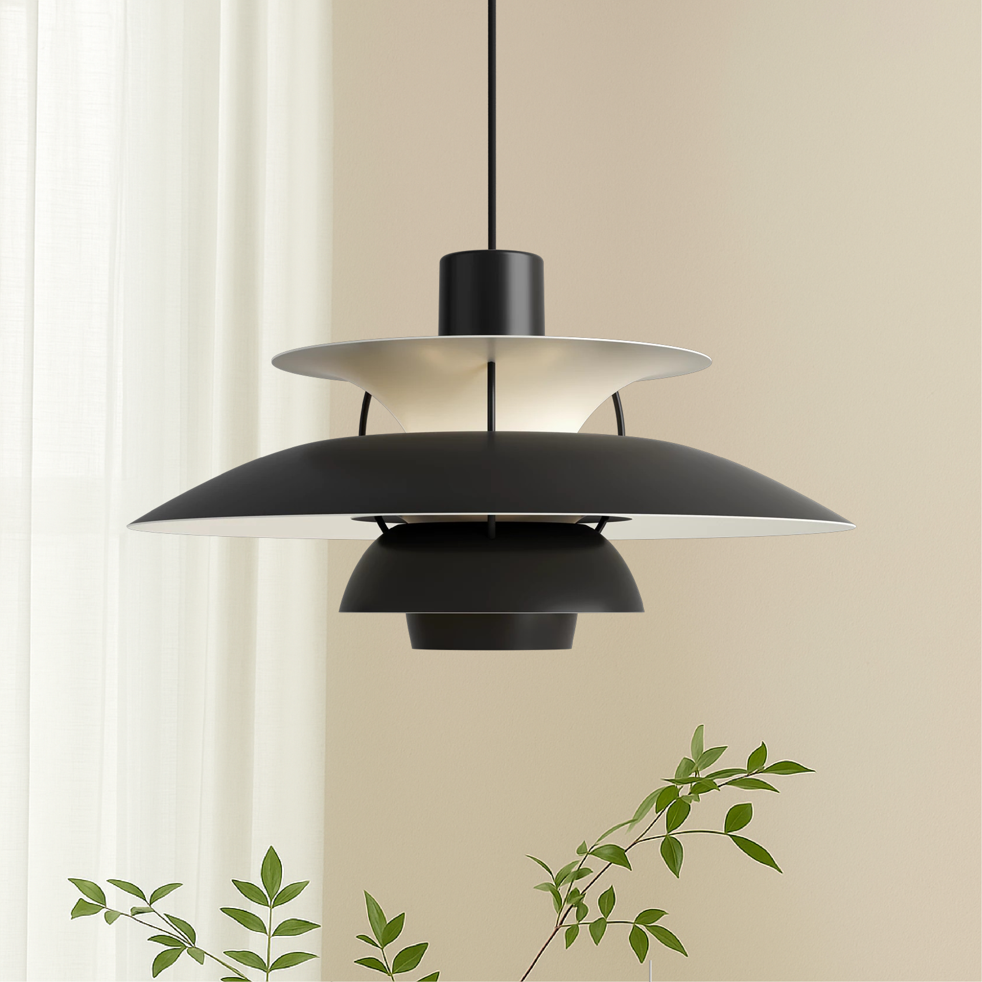 Pendant Light Aluminium 50.0 cm Black Dining Table Kitchen Island Scandinavian Ceiling Lighting | Thomler