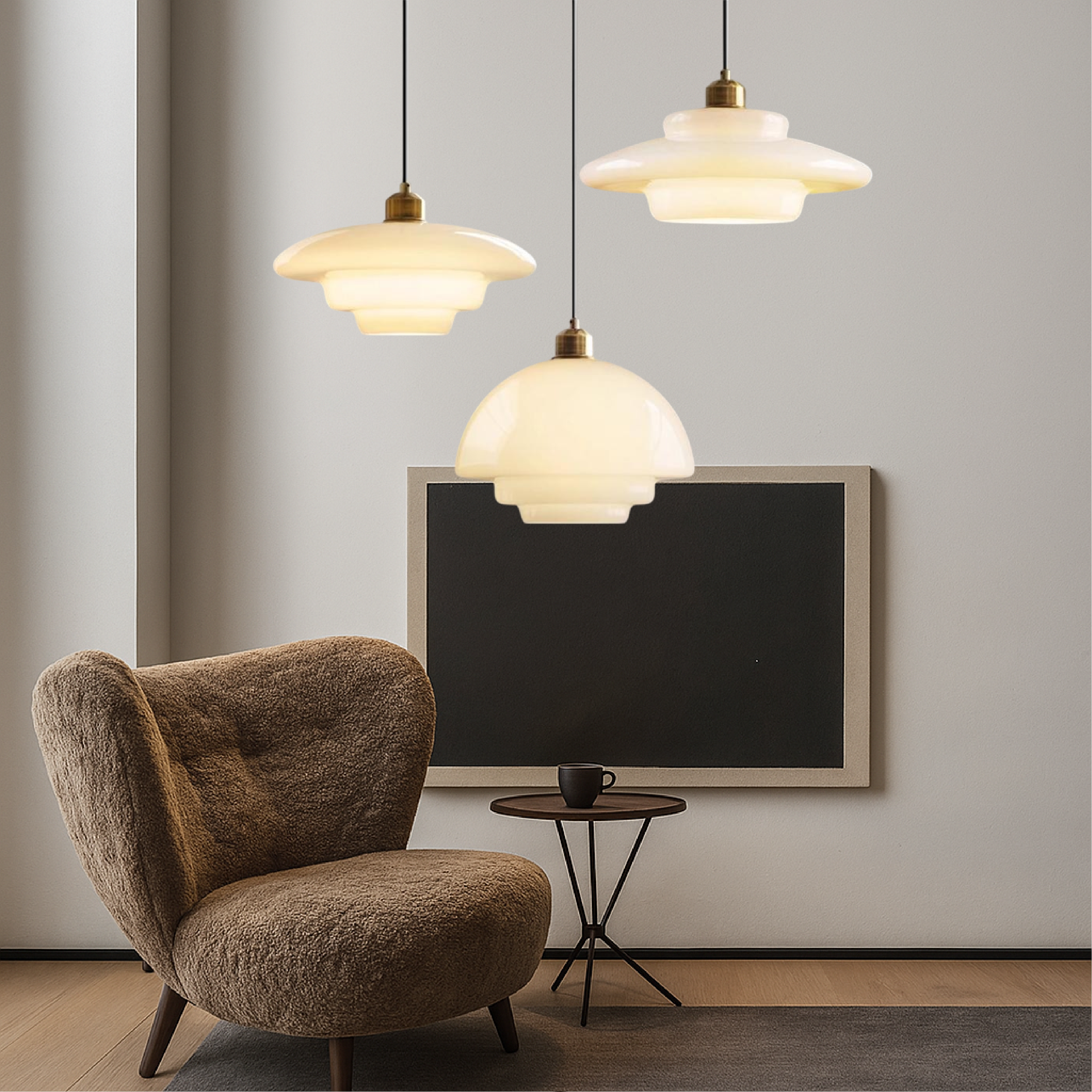 Pendant Light Opal Glass E27 30.0 cm White Kitchen Dining Room Hanging Ceiling Lamp Scandinavian Minimalist Hallway Lighting | Thomler