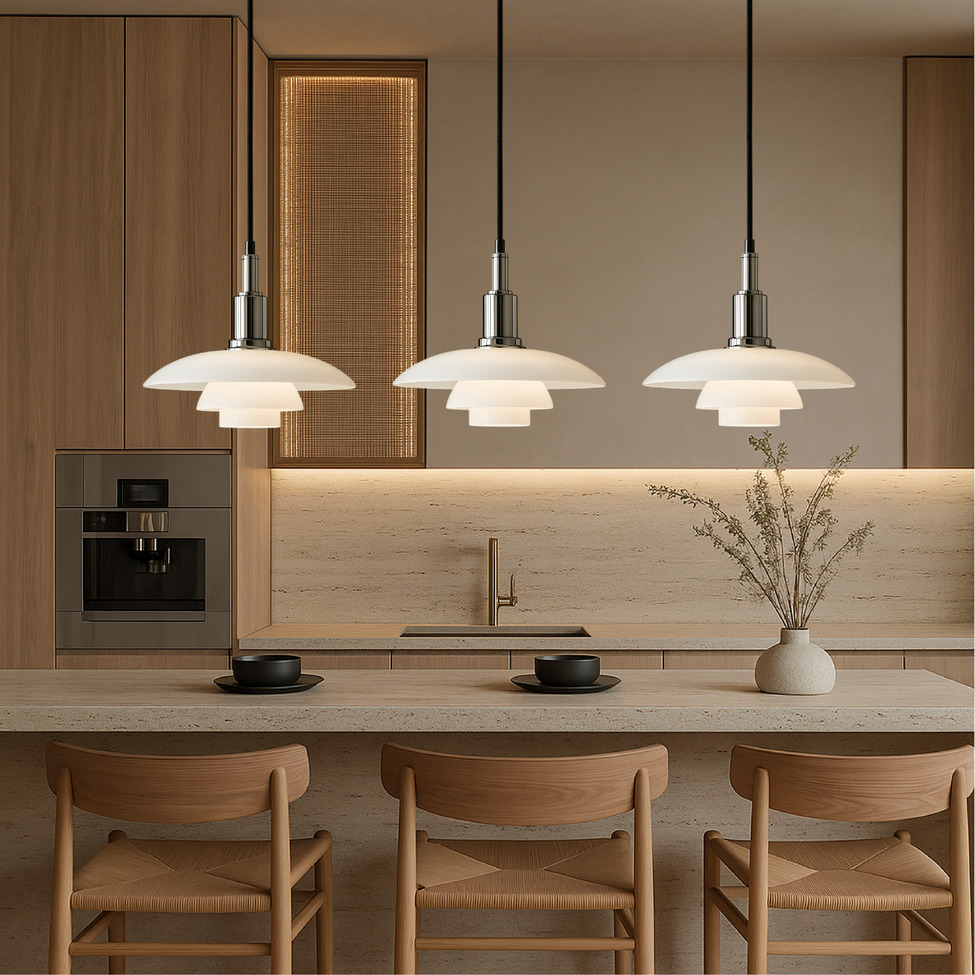 Pendant Light Glass Metal 28.0 cm Dome Gold Dining Room Kitchen Island Adjustable 2-3 Heads | Thomler