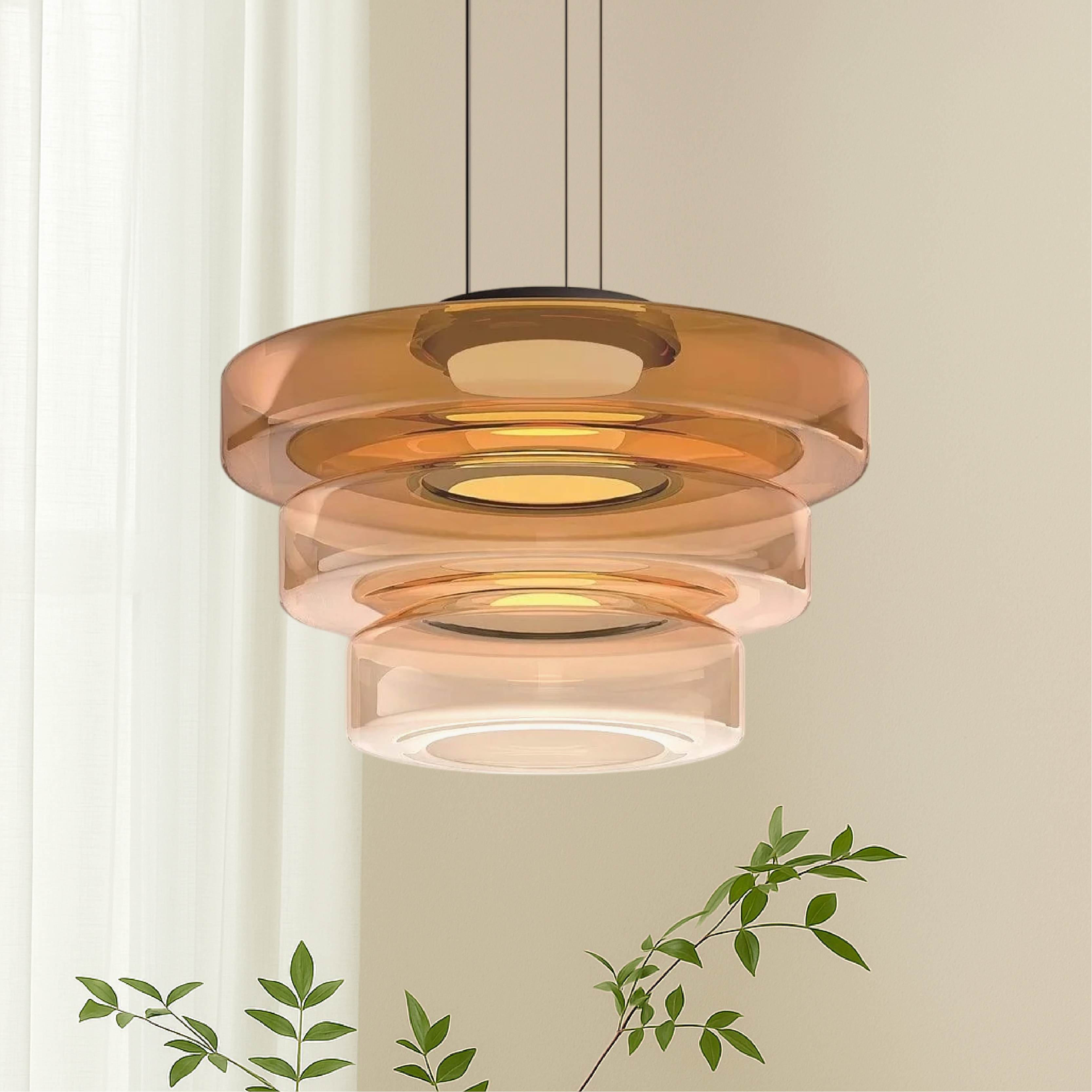 Pendant Light Hand Blown Glass 45.0 cm Green Dining Room Bauhaus Hanging Ceiling Lamp Scandinavian Minimalist | Thomler