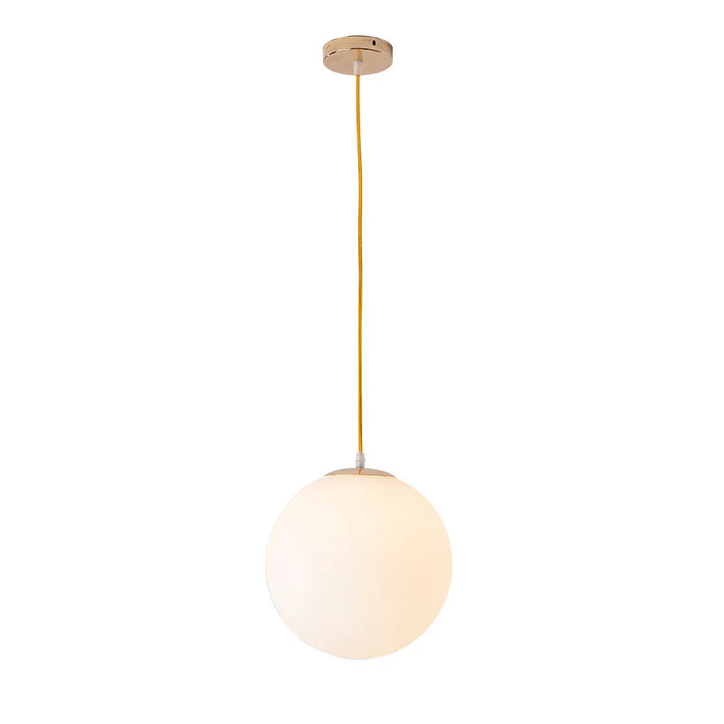 Pendant Light Milky Glass 9.8 in White Dining Room Kitchen Island Hanging Ceiling Lamp Modern Minimalist Globe Fixture | Thomler